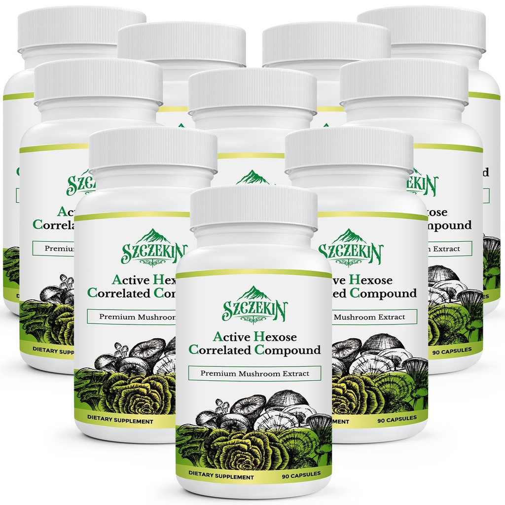 활동적인 Hexose Correlated 화합물 1500 mg 보충교재, 자연적인 8 버섯 추출물 보충교재, 면역 체계, 간결 기능, 자연적인 살인자 및 T 세포 활동, 900 Veggie 캡슐