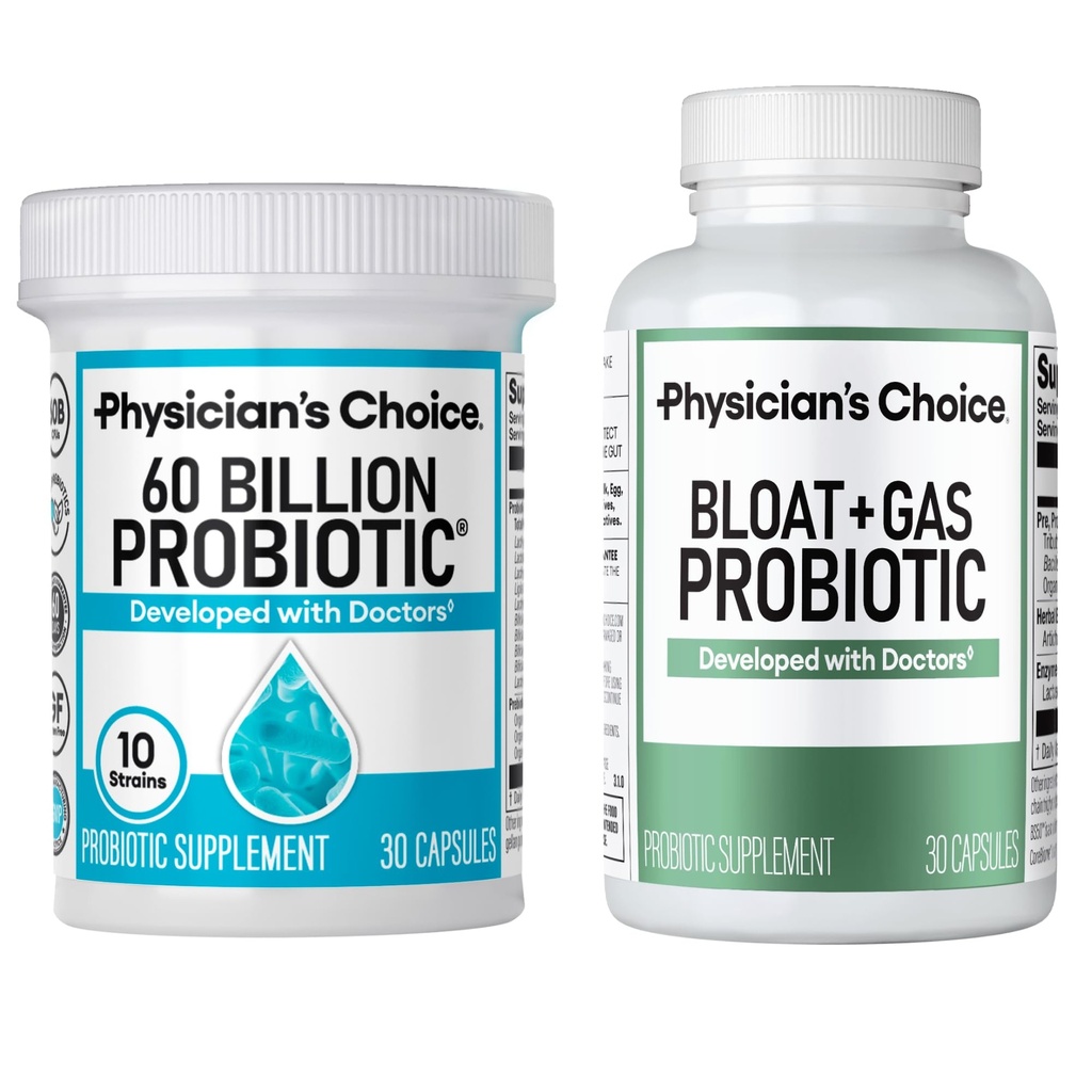 Physician 's CHOICE Bloat & Gas Probiotic 30ct + 60 억 Probiotic 30ct - 소화 웰링턴