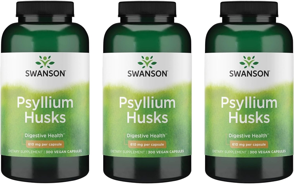 Swanson Psyllium Husk 규정식 섬유 보충 610 mg 300 캡슐 - (3 팩)
