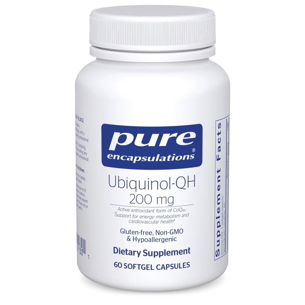 순수한 캡슐화 Ubiquinol-QH - 200 mg Ubiquinol - Coenzyme Q10의 활동적인 모양 - 심장 건강 & 에너지 대사 지원* - 산화 방지제 보충교재 - 60 Softgel 캡슐