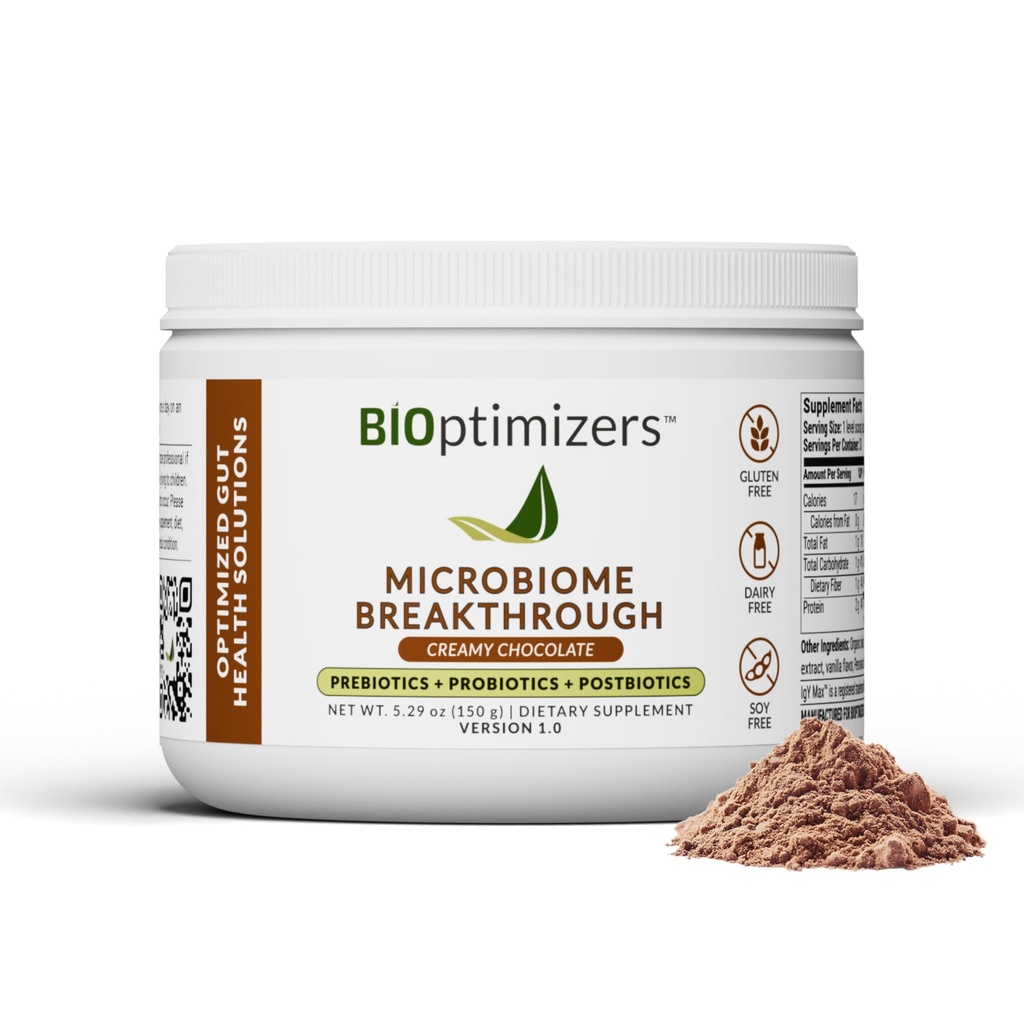 Microbiome Breakthrough Repair Powder - 초콜렛 맛 - Lactobacillus Strains, Bone Broth & Collagen - L 글루타민의 소스 - 가스 및 Bloating Relief - Gut Health 개선 - 30 서빙 - 150g