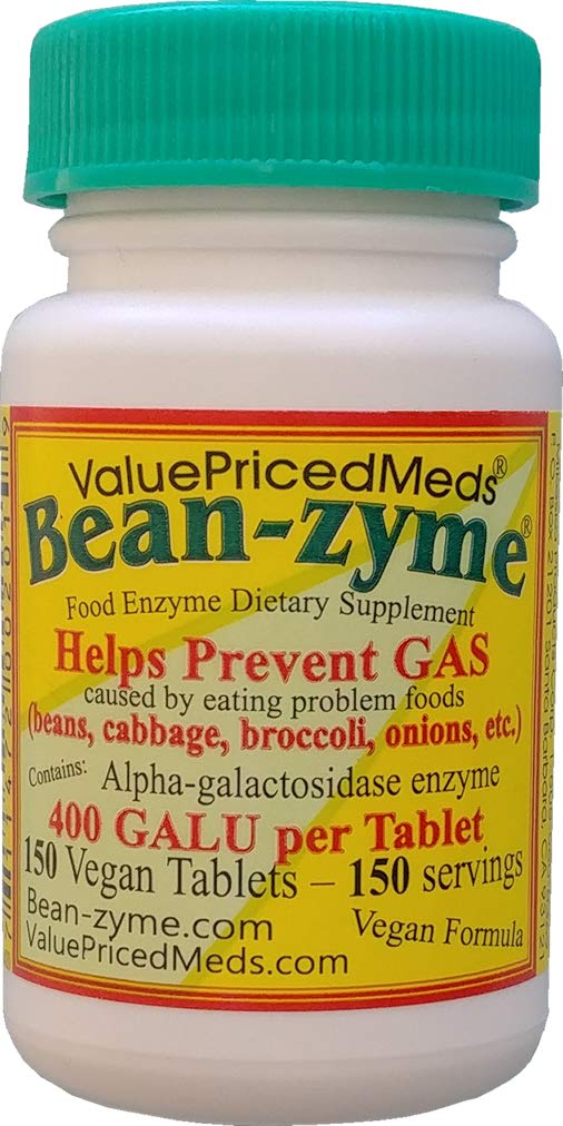 성인 여분 힘 (150 ct)를 위한 콩 Zyme 가스 기복은 정제 알파 Galactosidase, Vegan, 비용 더 적은, 소화 효소 규정식 보충교재 자연적인 음식 효소 당 400 GAUL입니다