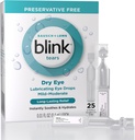 Blink Tears 윤활 Eye Drops Preservative Free, Moisturizing & Soothing for Mild to Moderate Dry Eye, Hyaluronate, 감소 Discomfort, Long-Lasting Hydration, 0.01 단일 용도 Vials, 25 카운트