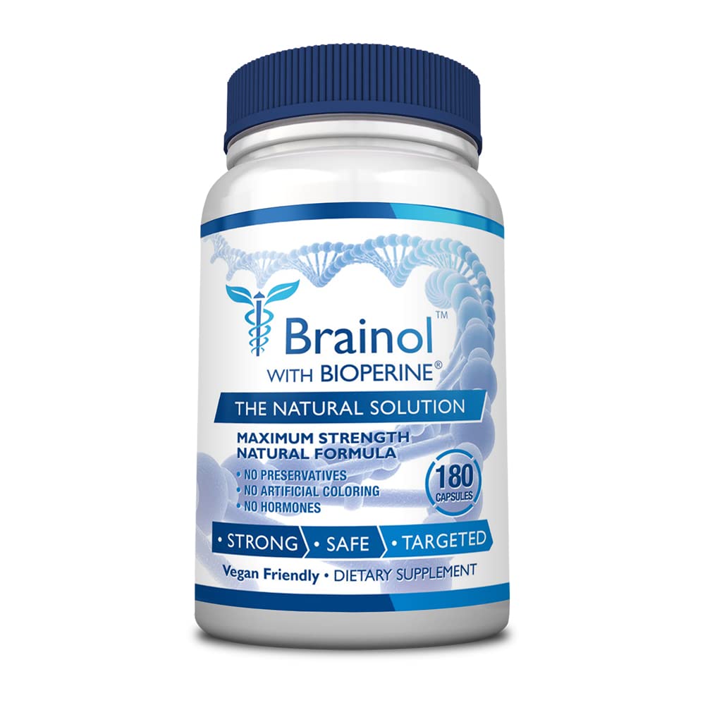 Brainol - 두뇌 부스트 노 트로픽을위한 가장 똑똑한 선택 - 향상된 정신 성능, 초점 및 클라리티 - DMAE, Huperzine A, BioPerine - Vegan-Friendly - 180 캡슐 - 3 개월 공급