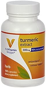 비타민 Shoppe 심황 추출물 300mg의 세포 건강을 지원하는 표준화 된 허브 및 95 % Curcumin 및 65mg의 칼슘 (100 캡슐)과 산화제 혜택을 제공합니다.
