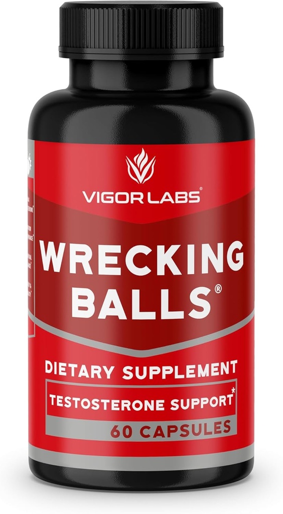 Vigor Labs Wrecking Balls (60 캡슐), 지원 당신의 몸에 의해 필수 남성 호르몬의 자연 생산 풀러 드라이브, 남성 활력, 증가 체력을 지원. (미국)