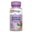SOLARAY Korean Ginseng Root Extract - Occasional 스트레스, 에너지 및 물리적 내구시간을위한 초본 지원 - 5 % Ginsenoside - Vegan, Lab Verified - 60 서빙, 60 VegCaps