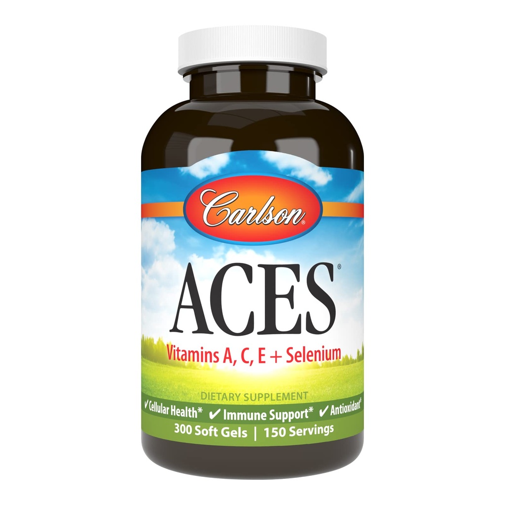 Carlson - ACES, 비타민 A, C, E + 셀렌, 세포 건강 & 면역 지원, 산화 방지제, 300 Softgels