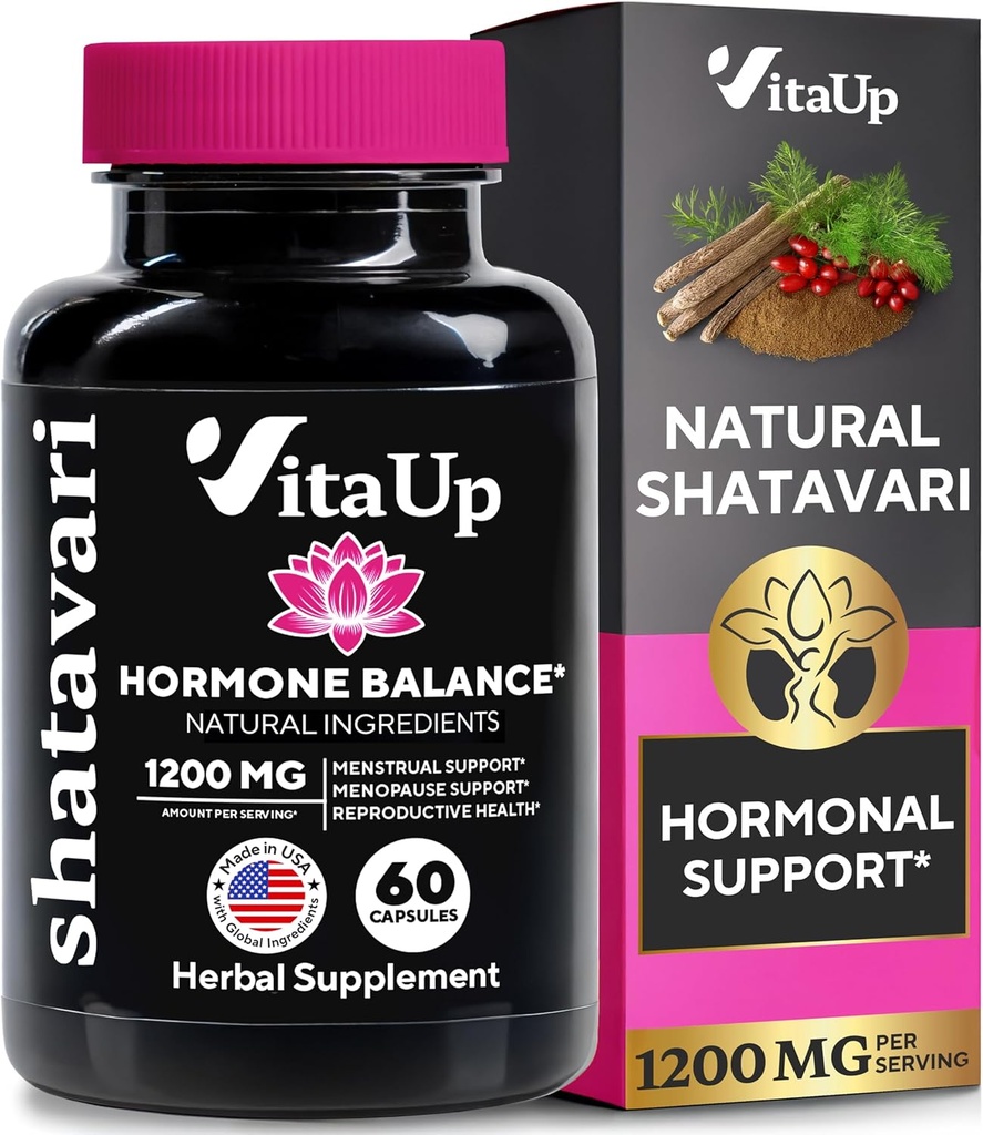 여성 1200mg을위한 Shatavari 캡슐 - 미국 일반 Hormonal 지원, Menopause 및 Menstrual Wellness 용 Shatavari 뿌리 보충 - 60 Vegan 캡슐