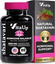 여성 1200mg을위한 Shatavari 캡슐 - 미국 일반 Hormonal 지원, Menopause 및 Menstrual Wellness 용 Shatavari 뿌리 보충 - 60 Vegan 캡슐