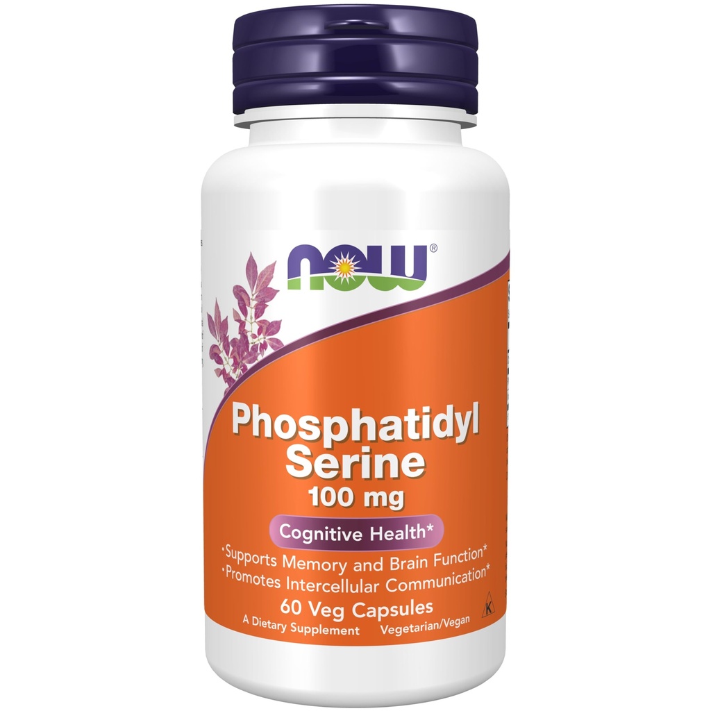 지금 식품 보충제, Phosphatidyl Serine 100 mg Soy Lecithin, 60 Veg 캡슐에서 파생 된 Phospholipid 화합물