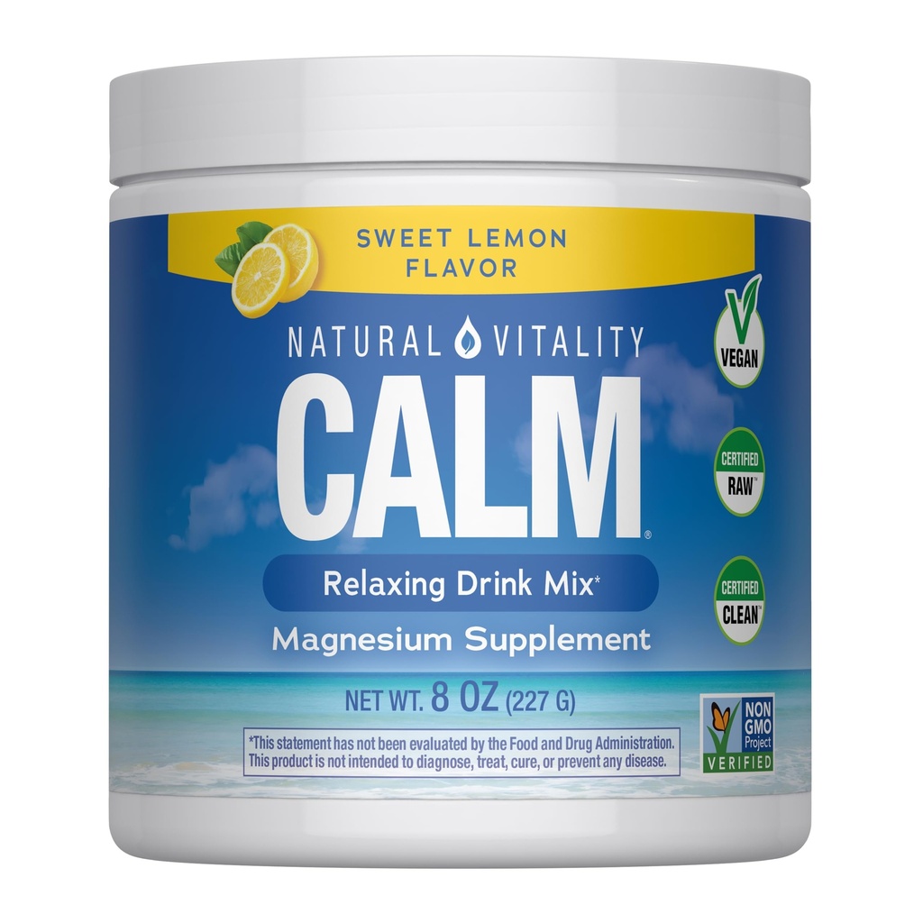자연적인 Vitality Calm, 마그네슘 보충교재, 반대로 긴장 음료 혼합 분말, 글루텐 자유로운, Vegan, & 비 GMO, 감미로운 레몬, 8개 oz