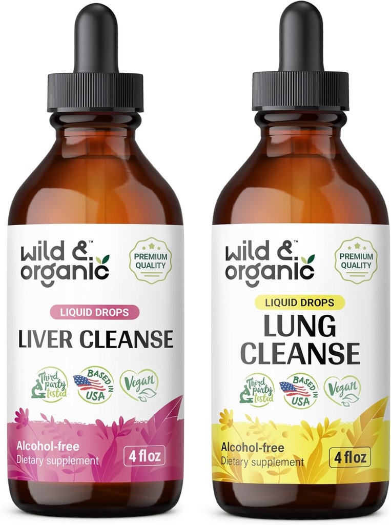 야생 & 유기 생수 Cleanse Tincture 4 fl oz & Lung Cleanse Tincture 4 fl oz