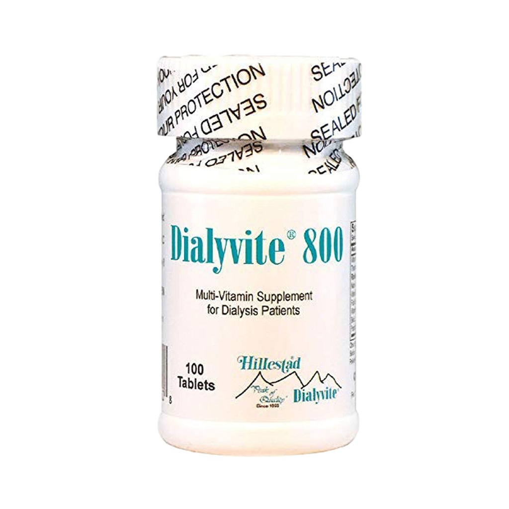 Hillestad 실험실 Dialyvite 800 Dialysis 환자를 위한 다 비타민 보충교재, 100개의 정제, 황색, 고유