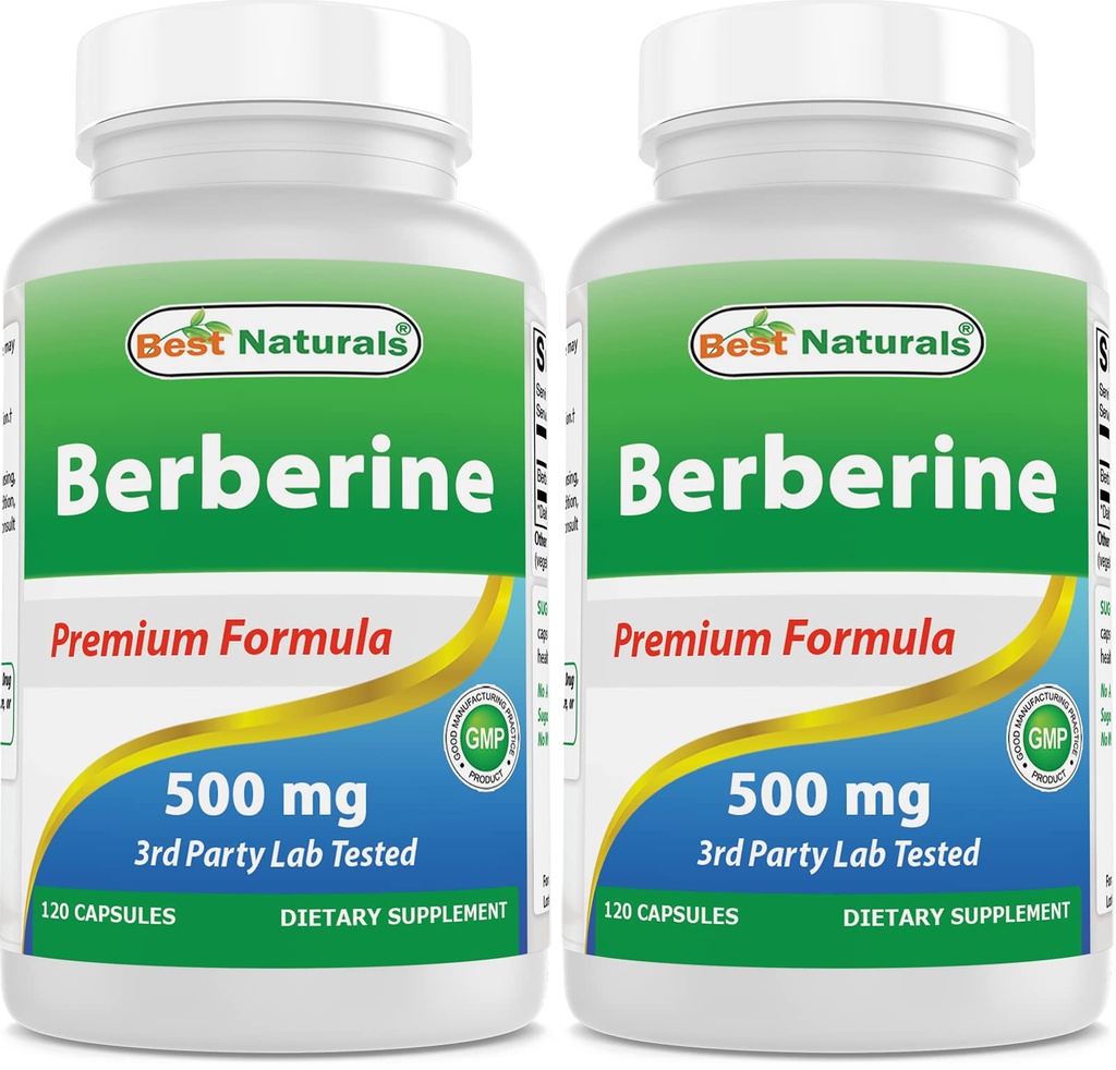 최고의 Naturals Berberine 500mg 120 캡슐 - 면역 기능, 심혈관 및 위장 기능 (120 개) 지원
