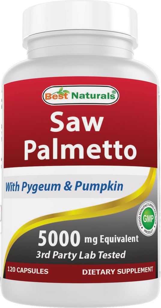 최고의 Naturals는 Palmetto 10 : 1 추출물 전립선 보충제 남성 - 120 캡슐 - Pygeum Bark 4 : 1 추출물 및 호박 씨앗 분말로 만든