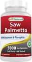 최고의 Naturals는 Palmetto 10 : 1 추출물 전립선 보충제 남성 - 120 캡슐 - Pygeum Bark 4 : 1 추출물 및 호박 씨앗 분말로 만든