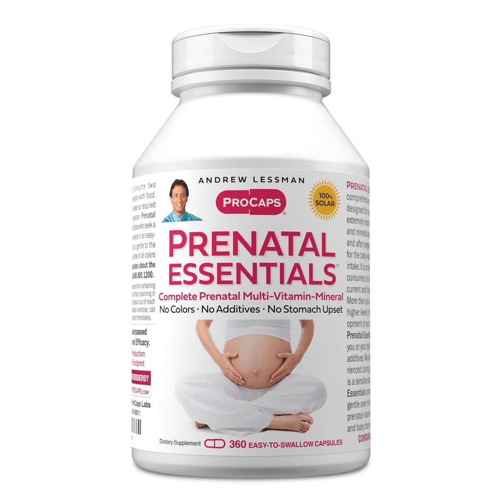 ANDREW LESSMAN Prenatal Essentials 360 캡슐 - 여성을위한 완전한 Prenatal 비타민, 아니 첨가제 Prenatal Multivitamin, 여성을위한 영양소 Prenatal, 철과 Postnatal-Methylfolate Prenatal