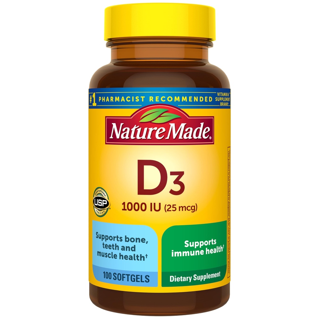 성격은 비타민 D3 1000 IU (25 mcg), 뼈, 이, 근육 및 면역 건강을 위한 비타민 D 보충교재, 100 Softgels, 100 일 공급을 만들었습니다