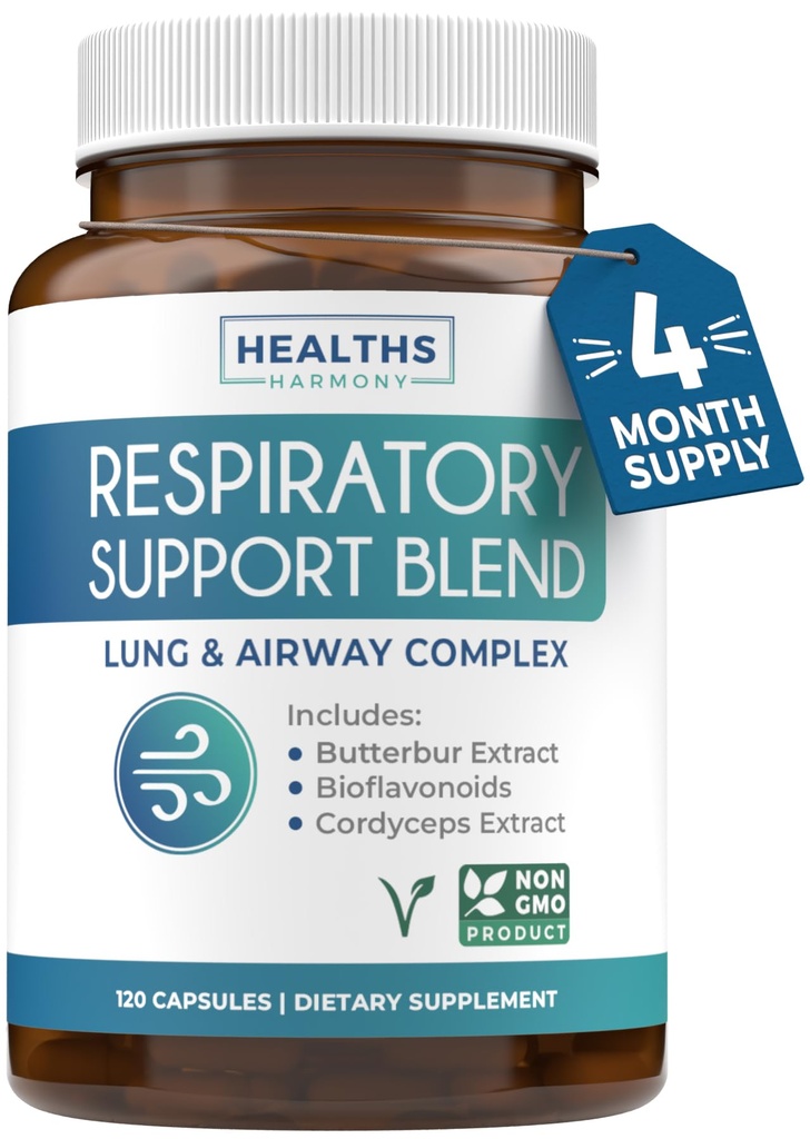 호흡 덩굴 건강 보충교재 - Invigorating Lung 지원 보충교재 도움 지원 명확한 기도 Mucus 제거 및 계절 또는 년 둥근 Detox - Vegan 초본 비 GMO 공식 (4 달 공급)