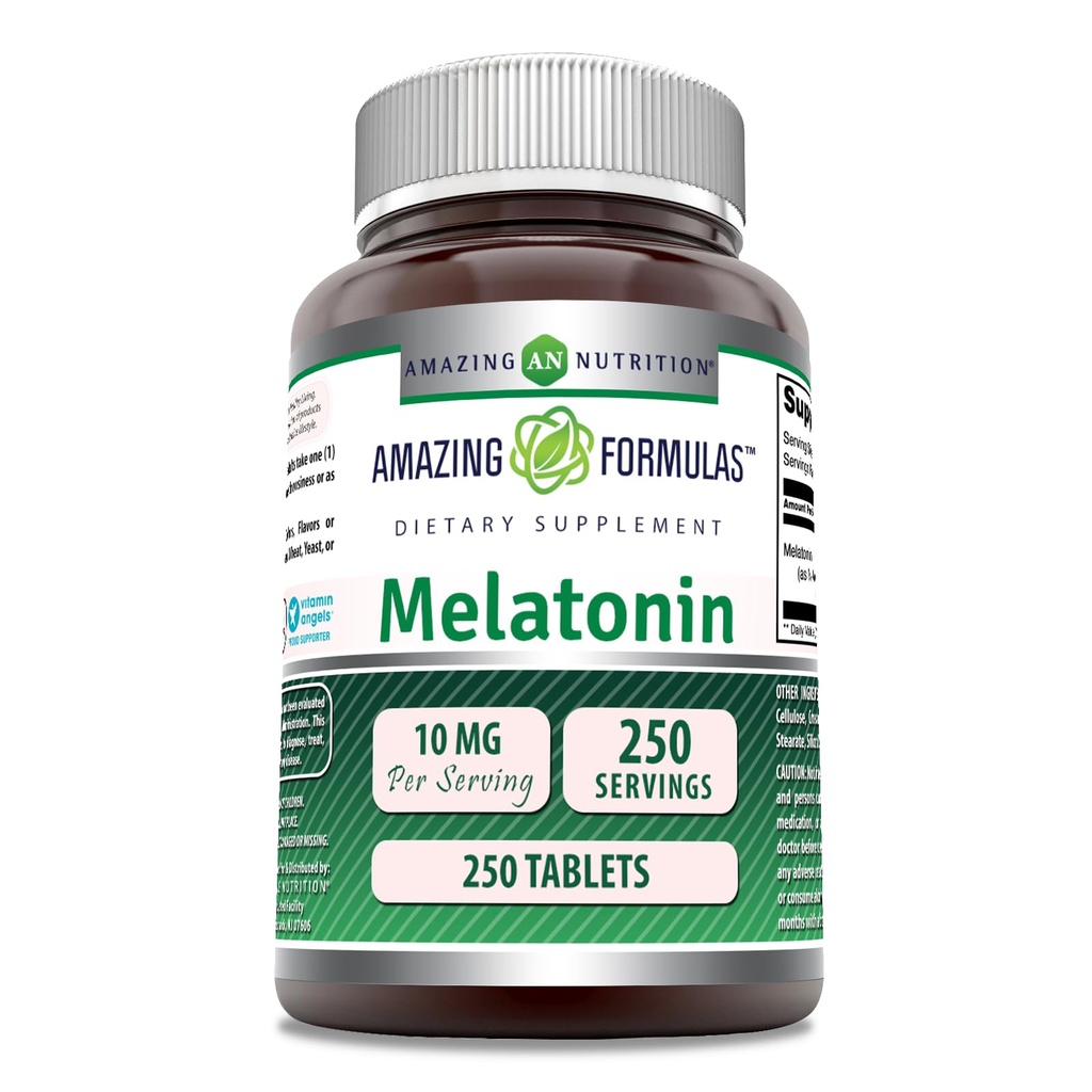 Amazing Formulas Melatonin Supplement | 10 Mg Per 서빙 | 250 타블렛 | 비 GMO | 글루텐 프리 | 미국