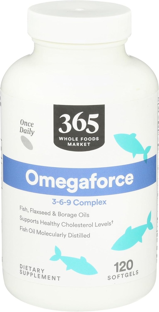 전체 식품 시장의 365, Omegaforce 3 6 9 Complex, 120 Softgels