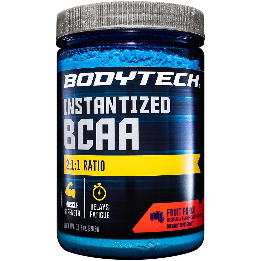 BodyTech BCAA 분말 - 최선 2 : 1 : 1 비율 - 근육 회복, 힘 및 내구시간 지원 - 과일 펀치 (11.5 oz)