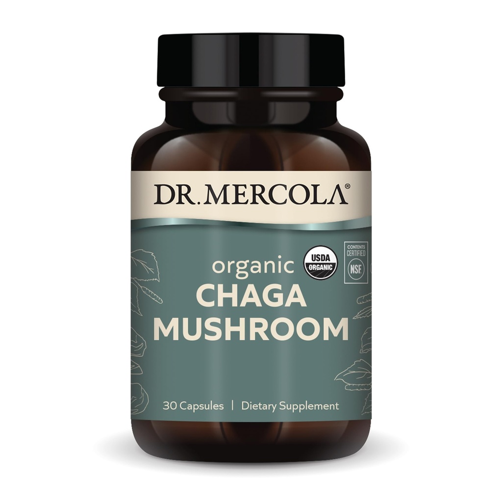 Mercola Organic Chaga Mushroom, 30 서빙 (30 정제), 다이어트 보충, 건강한 면역 기능, 비 GMO, 인증 USDA 유기, NSF 콘텐츠 인증 지원
