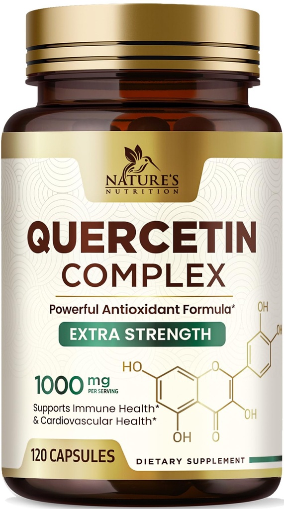 Quercetin 보충교재 1000mg - Immune, 세포질, 호흡 & 계절 변화를 위한 자연적인, 식물 기초를 두는 지원 - Sophora Japonica - 120 Veggie 캡슐에서 여분 힘 Quercetin Dihydrate