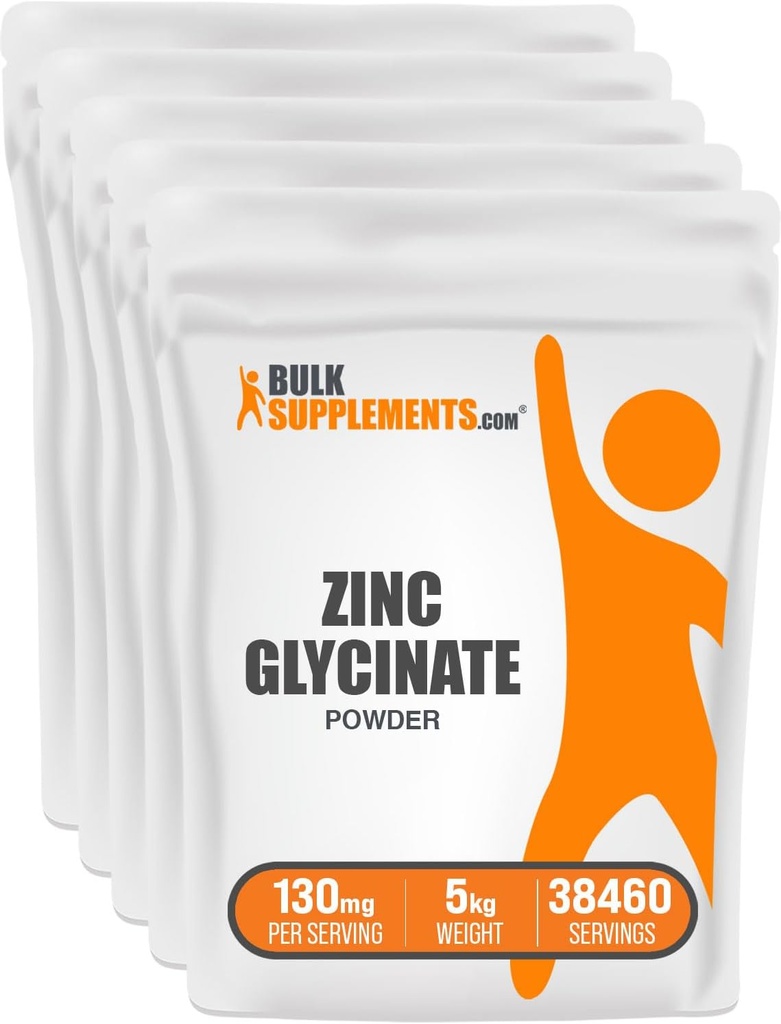 BulkSupplements.com 아연 글리세라이드 분말 - 아연 보충, 면역 지원을위한 광 보충 - 글루텐 무료, 서빙 당 130mg, 5kg (11 파운드) (팩 5)