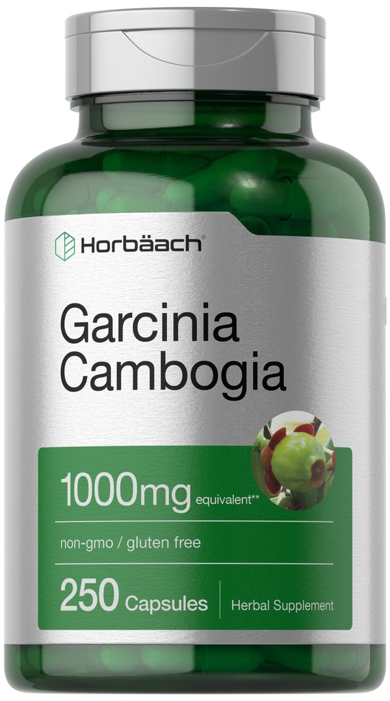 Horbaach Garcinia Cambogia 추출물 알약 | 1000mg | 250 캡슐 | 초본 추출물 보충교재 | Non-GMO, 글루텐 무료