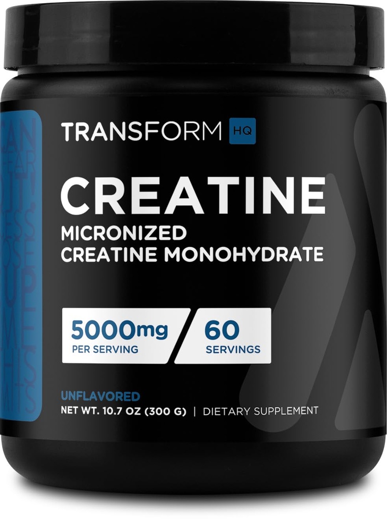 TransformHQ 크레아틴 Monohydrate 분말 (60의 서빙) Unflavored - 서빙 당 5000mg