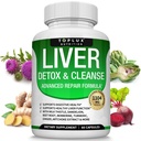 Liver Cleanse Detox & Repair Formula Liver Detox Supplement - Dandelion, Artichoke, Turmeric, Beet Root, Turmeric 및 Natural Fast Herbal Cleansing Non-gmo Vegan 60 캡슐과 우유 이틀