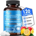 ASSR Triple Magnesium Complex - 300mg 마그네슘 보충제, 글리세린 및 시트레이트 - 지원 Relaxation, 근육 및 Nerve 기능 - 높은 흡수, Vegan, Non-GMO, 120 캡슐
