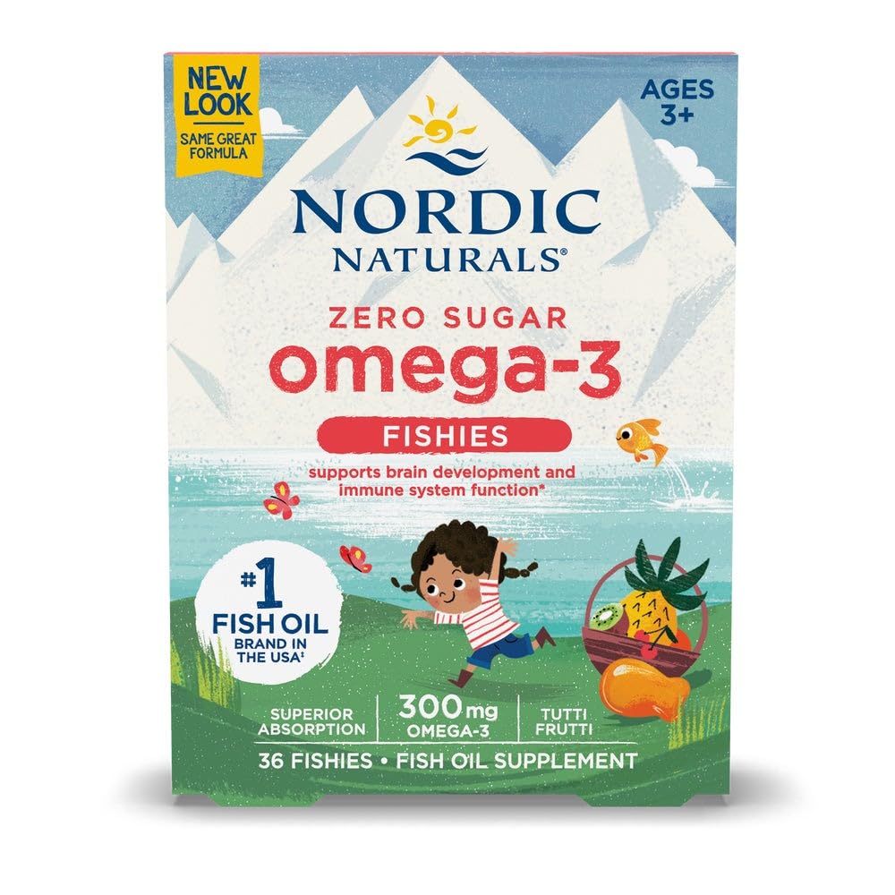 Nordic Naturals Nordic Omega-3 Fishies, Tutti Frutti - 36 Fishies - 300 mg EPA 및 DHA가있는 총 오메가-3s - 건강한 두뇌, 무드, 비전 및 면역 체계 - Non-GMO - 36 서빙