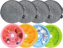 INVODA Weekly Pill 주최자 7 Compartment Rotating Pill Box for Daily Medication & Vitamins - 휴대용 여행 Pill Case Fish Oil Supplements 비타민 주최자 (4 Pill Box + 4 Bag)