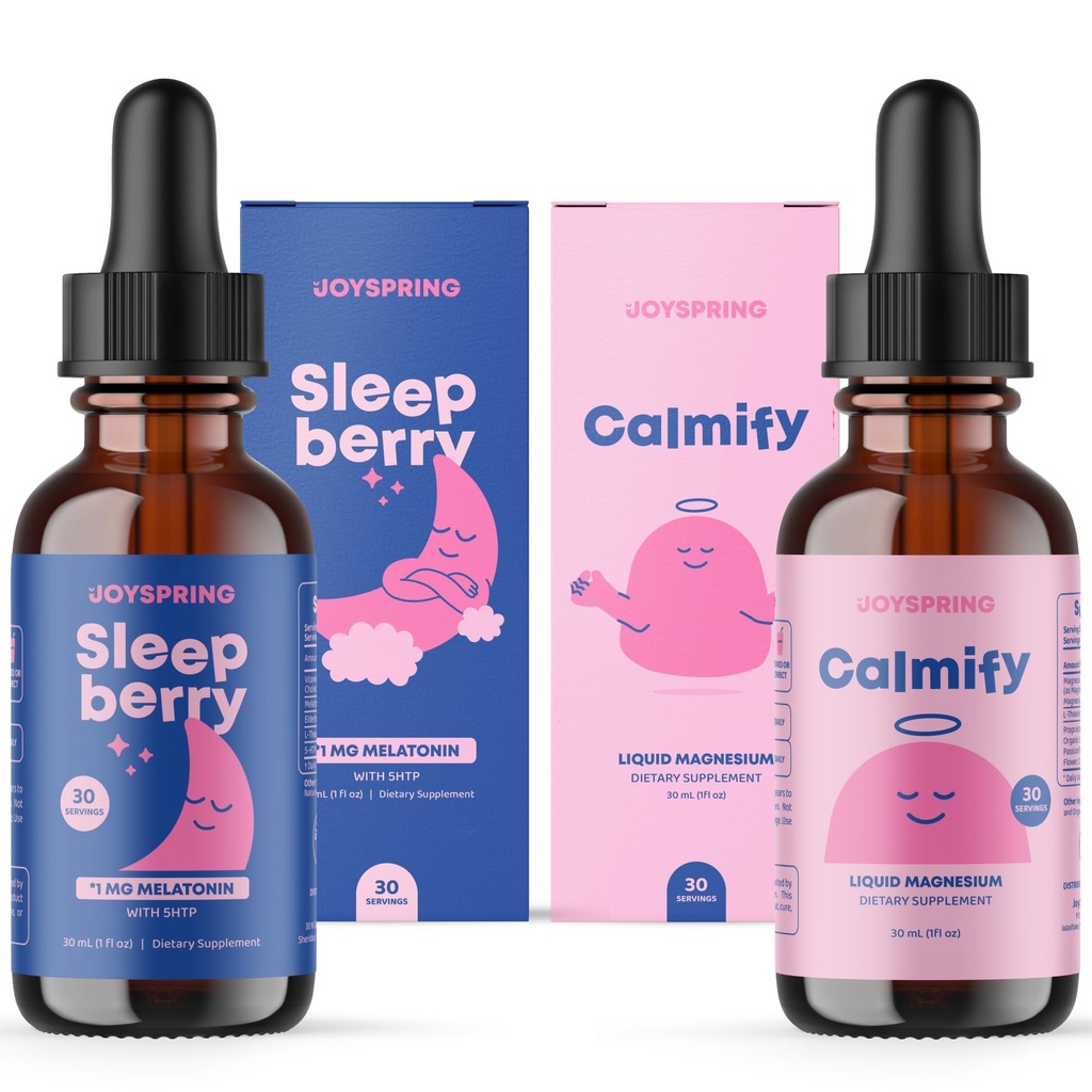 JoySpring 마그네슘 구연산염 액체 & 마그네슘 글리세라이드 및 Sleepberry Melatonin 1MG for Kids