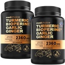 4-in-1 심황과 마늘 보충제 BioPerine - 마늘을 가진 2360mg 심황 생강 뿌리 캡슐 - 높은 효능 초본 혼합 (120ct, Pack of 2)