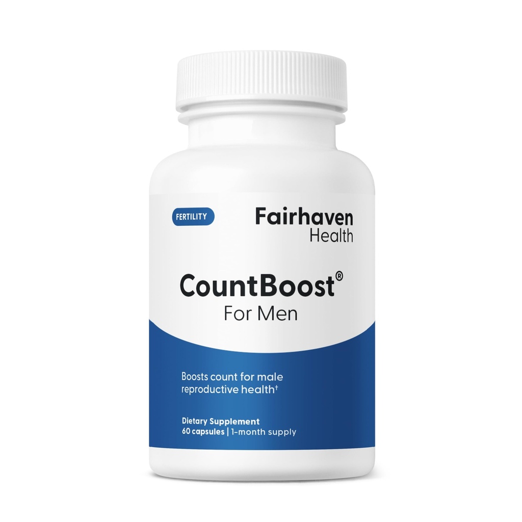 Fairhaven Health CountBoost for Men Optimal Count and Volume Male Fertility Supplement - Ashwagandha, Vitamin C 및 CoQ10-60 캡슐을 함유 한 Pre-Conception Nutrition