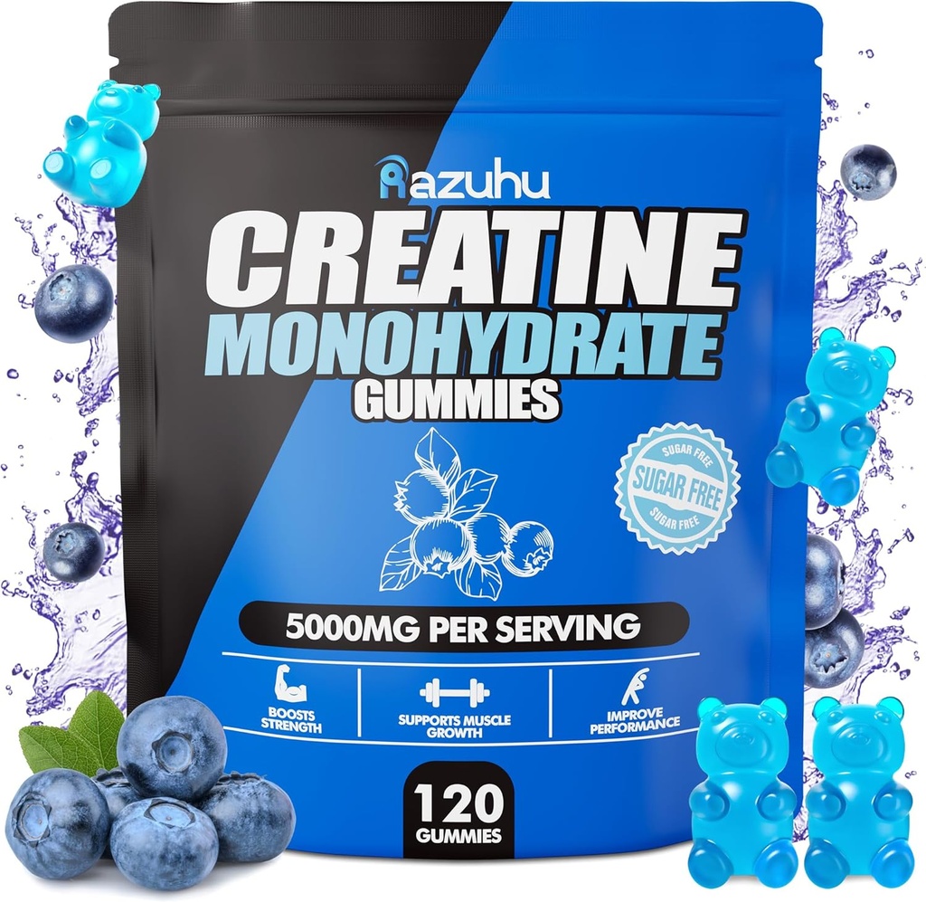 전 운동 hcl creatine monohydrate Gummies, 남자를 위한 120 파란 척 (파란베리), 여자를 위한 creatine hcl 에너지 보충교재, whey 단백질 Isolate Vital 근원 Feminine Gummies