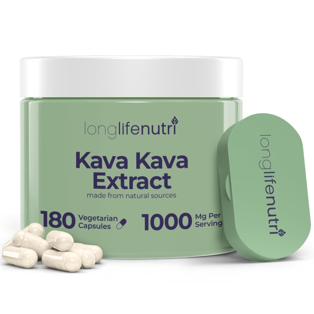 Kava Kava Extract 1000mg | 천연 허브 | Piper Methysticum 및 Kavalactones의 고층| 180 채식 캡슐