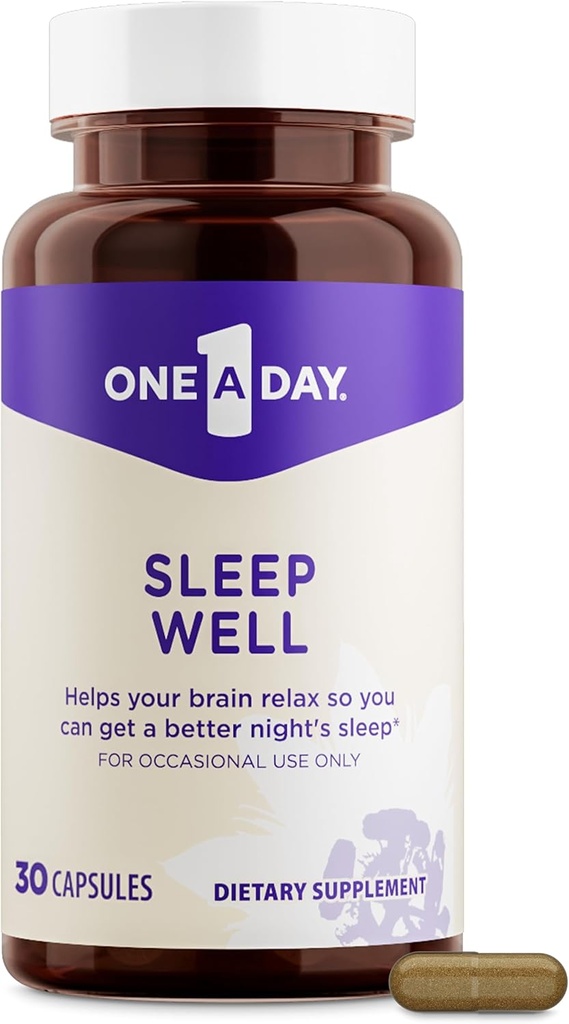 1 A Day Sleep Supplement - 성인을위한 수면 보조 식품, Passionflower 및 Melatonin과 수면 지원, 수면 지원, 30 캡슐
