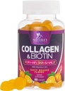 2500mcg Biotin, 비타민 C & 아연을 가진 교원질 Gummies - 가수분해된 교원질 펩티드 유형 1 & 3 보충교재 - 여자 & 남자를 위한 진보된 머리, 피부 & 못 성장 지원, 글루텐 자유로운, 비 GMO - 60 조사