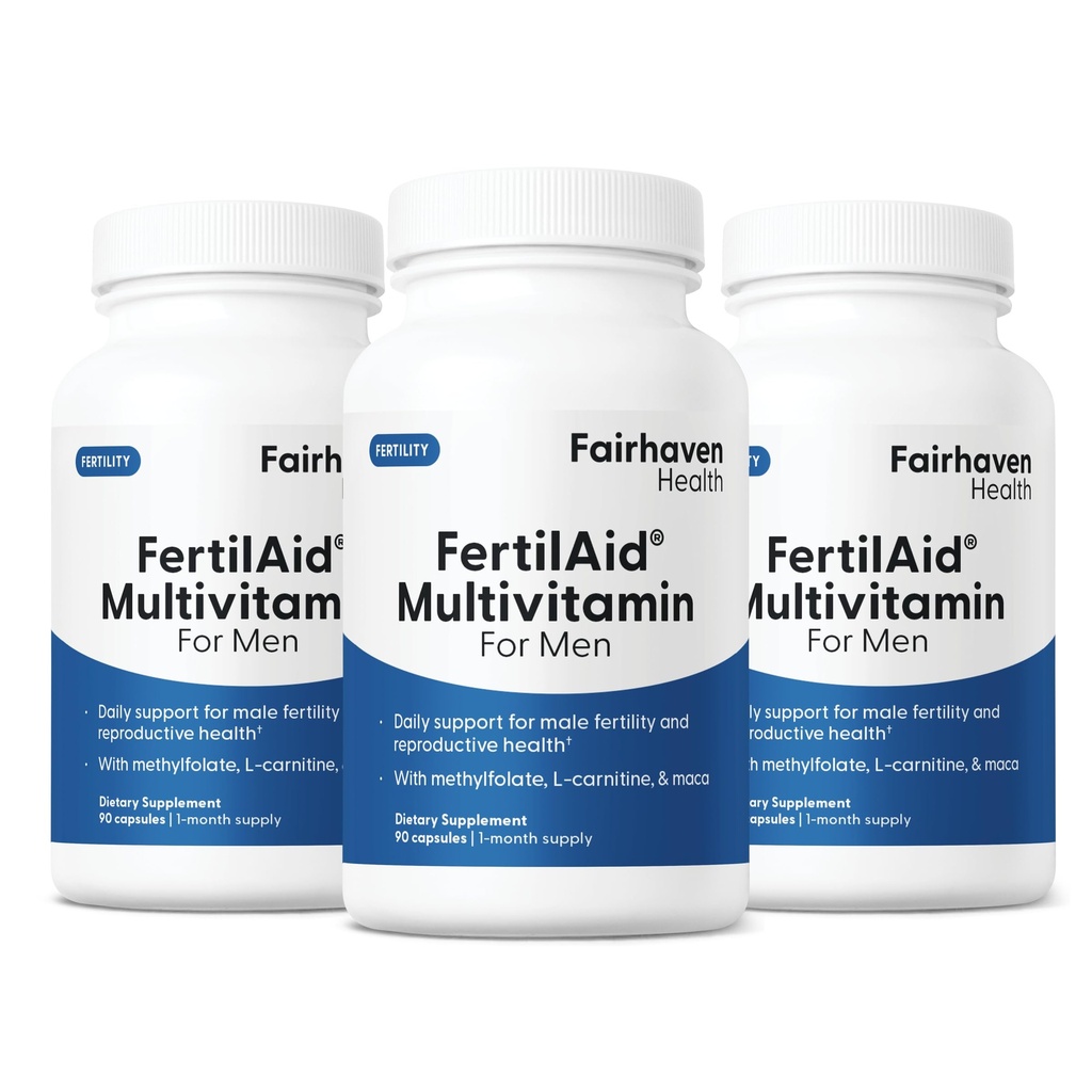 Fairhaven Health 3 Month Supply FertilAid for Men Prenatal Male Fertility Supplement | 그분을 위한 카운트 및 Motility Support Pre Conception | 불임 지원 포함, 아연 및 Folate | 90 캡슐