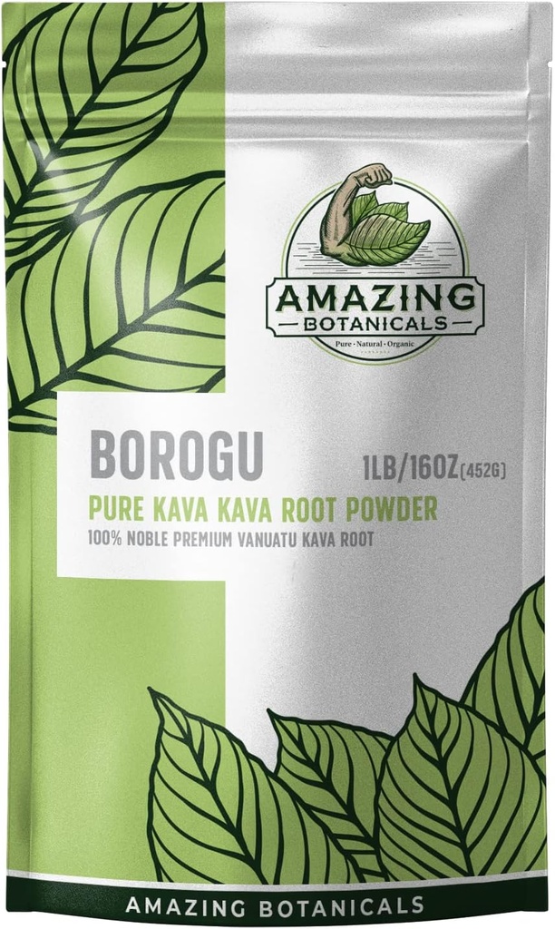 놀라운 식물 카바 뿌리 - 신선한 Borogu 카바 뿌리 - 100 % Noble Kava-Kava 16oz/1lb, 순수한 Finest 신선한 바누아 Kava 뿌리의 1 파운드 가방
