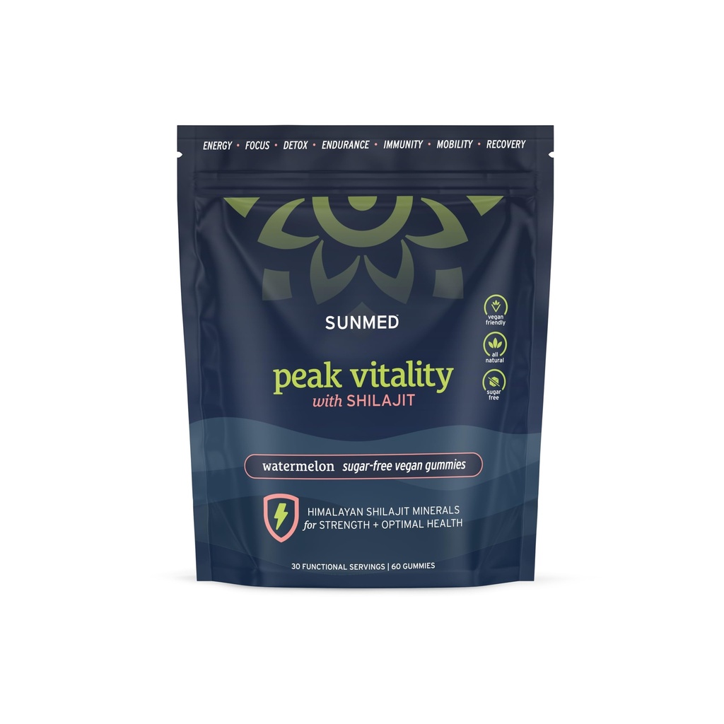 피크 활력 Himalayan Shilajit Gummies 강도, 에너지 및 최선의 건강 – Sugar-Free, Vegan, All-Natural – Cognitive Focus, Recovery, Immunity – 수박 맛, 60ct
