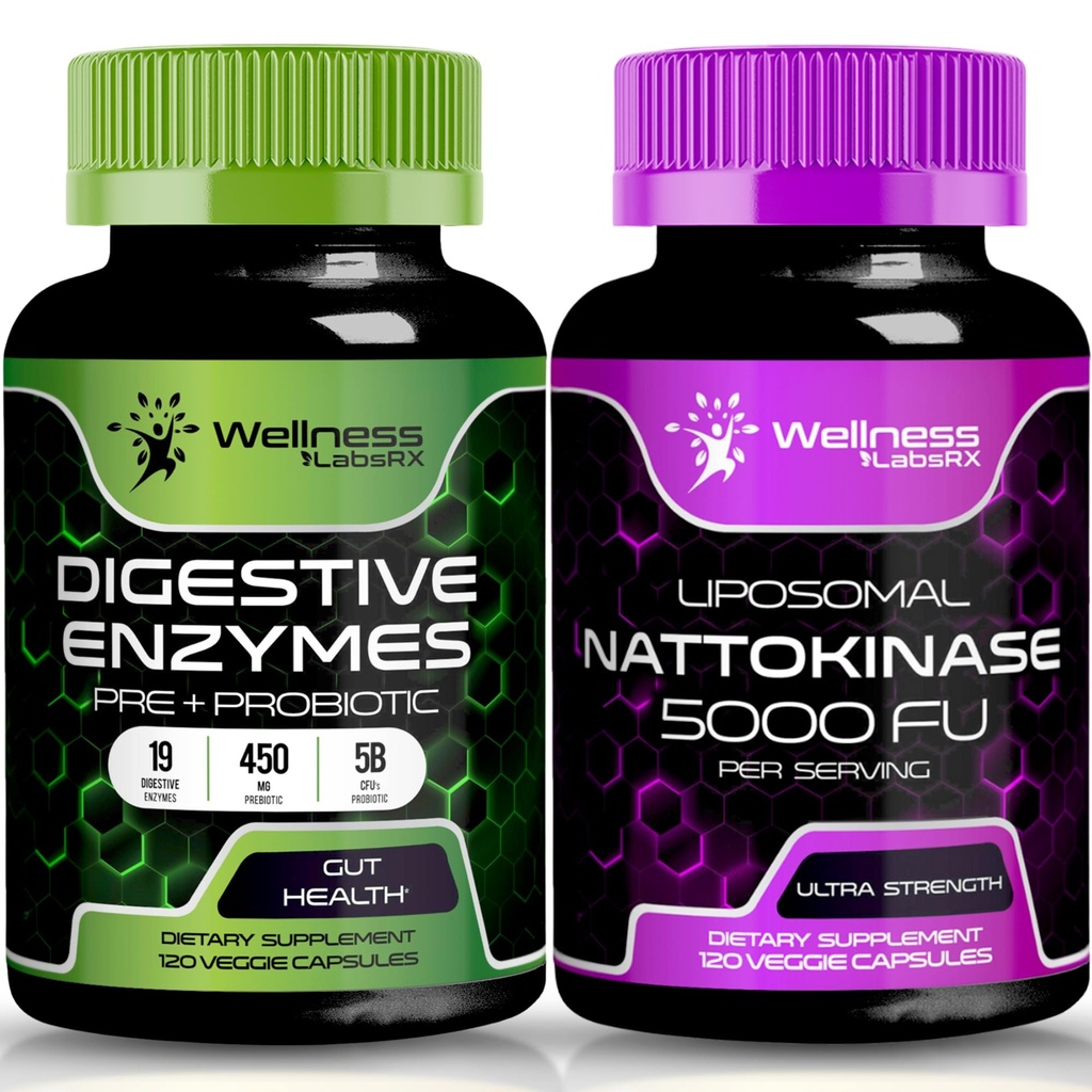 WELLNESS LABSRX 소화 효소 캡슐 | Nattokinase 캡슐