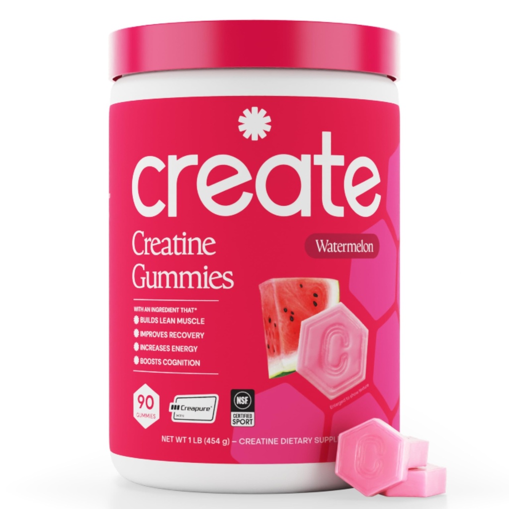 Creatine Monohydrate Gummies for Men & Women - Boost Focus, Strength, Endurance, Anti-Melting Formula, Vegan, Gluten-Free, Non-GMO, 1.5 Gram Creatine per Gummy (Watermelon, 90 ct)