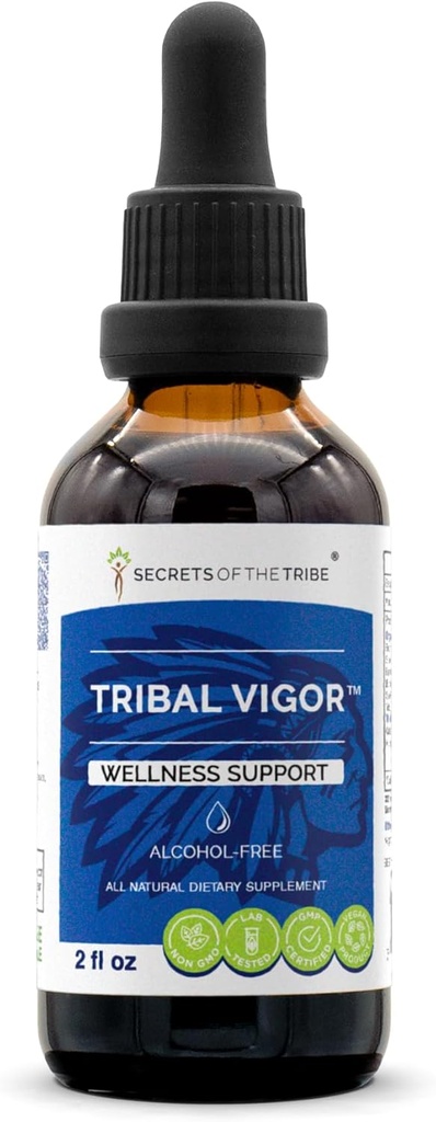 Tribal 활기 알코올 - 무료, 글리세리이트 Eleuthero Siberian Ginseng, Catuaba, Barrenwort - Horny Goat Weed, Muira Puama, Saw Palmetto, Tribulus. Tincture, 초본 추출물 웰니스 지원 (2 FL OZ)