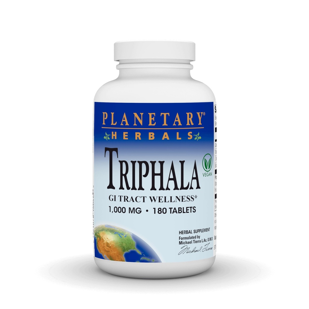 행성 초본 Triphala GI Tract Wellness 용 내부 세척제 1000mg - 180 정제